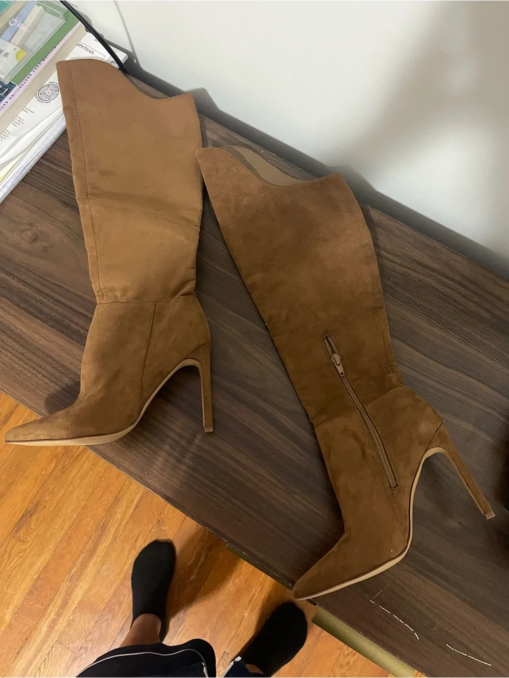 Nine West Tan Suede Over-the-Knee Stiletto Boots